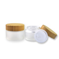 kosmetische großhandelsbehältergesichtscremegebrauch 5g 15g 30g 50g 100g bereiftes klares Glas Glas mit Bambusdeckel